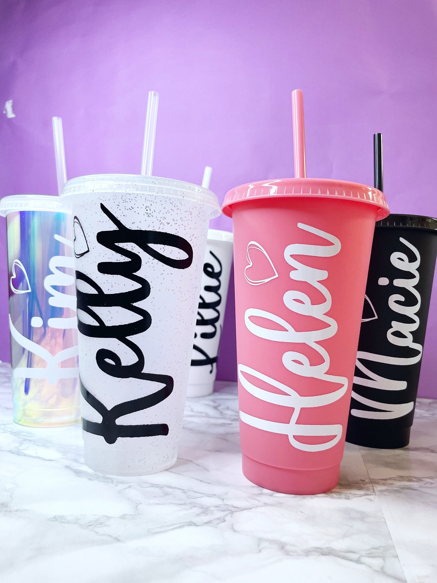 Bold Font Personalised Cold Cup with Straw