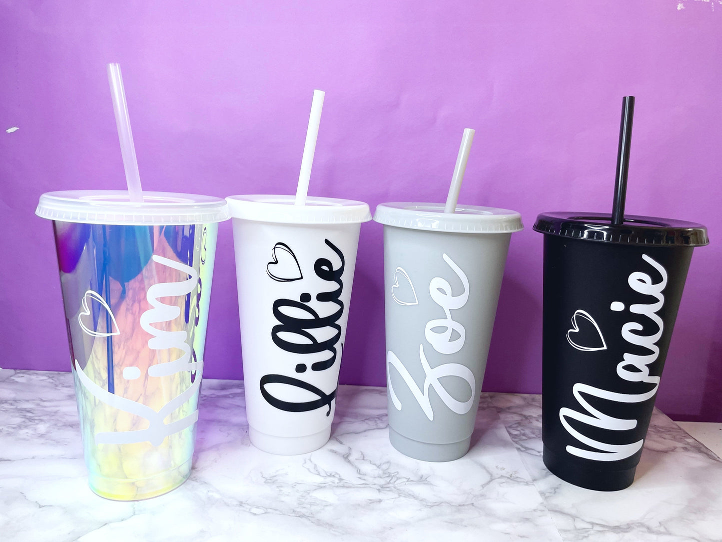 Bold Font Personalised Cold Cup with Straw